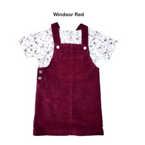 Gap Kids- Windsor Red Corduroy Skirtall Dress With Chest Pocket and Adj Straps.